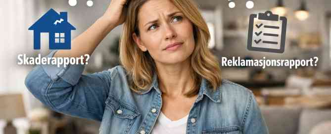 Klient som ikke vet helt om det er best å bestille en skaderapport, eller en reklamasjonsrapport.